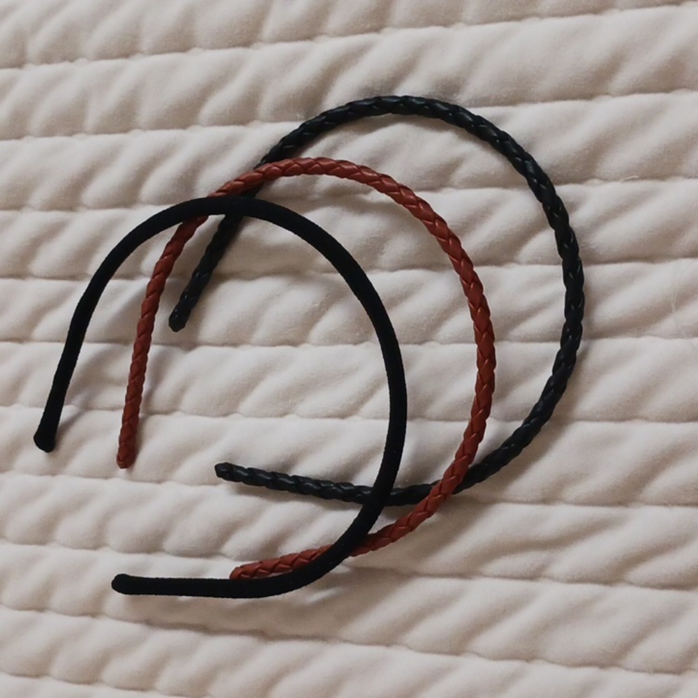 Madewell leather and fabric headbands (set of 3)